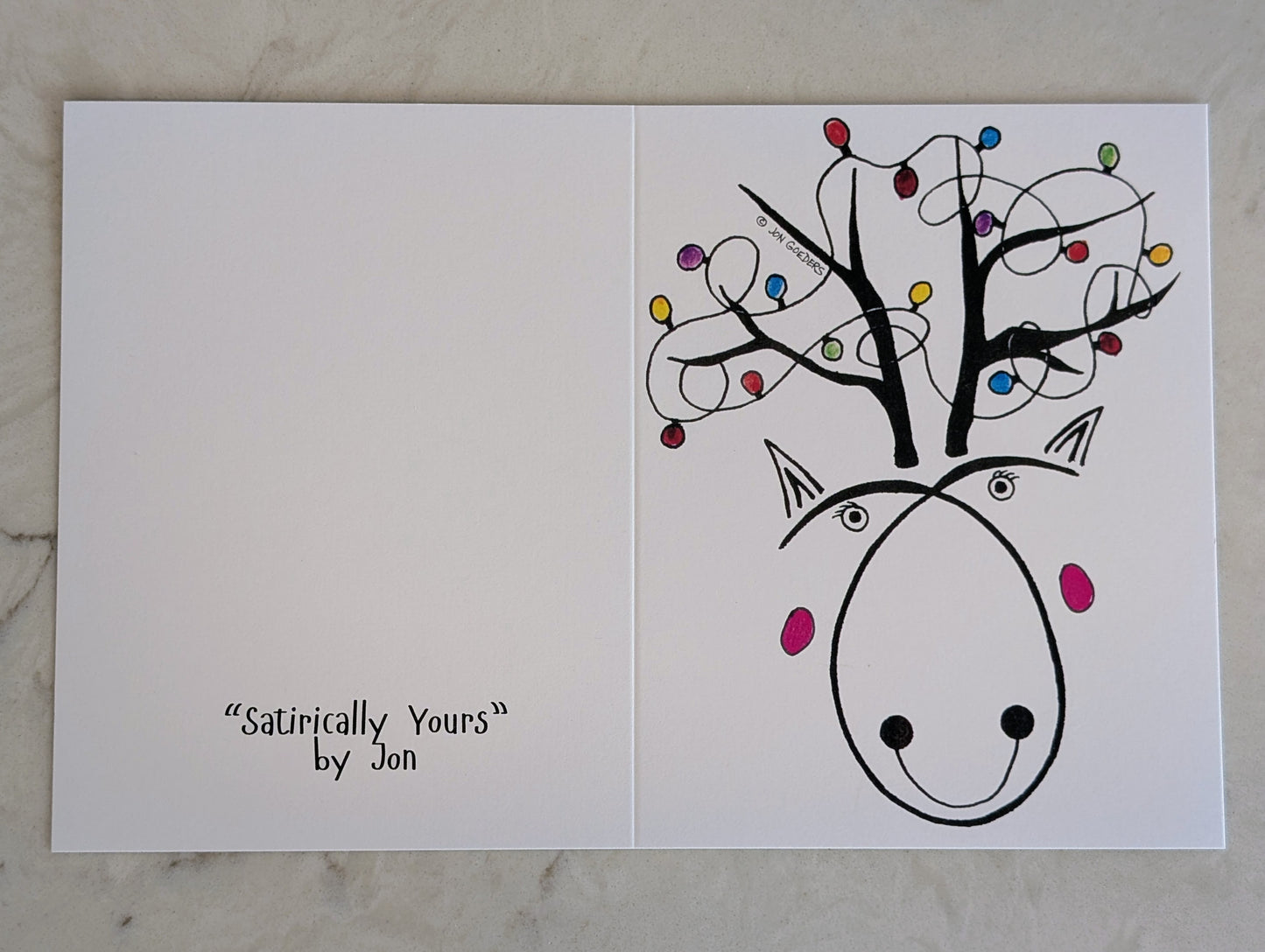 Greeting Card - Satirically Yours - Reindeer Holiday Card