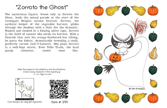 Pumpkin Reveal - Zorroto the Ghost - Halloween Greeting Card