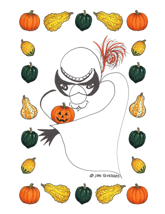 Pumpkin Reveal - Zorroto the Ghost - Halloween Greeting Card