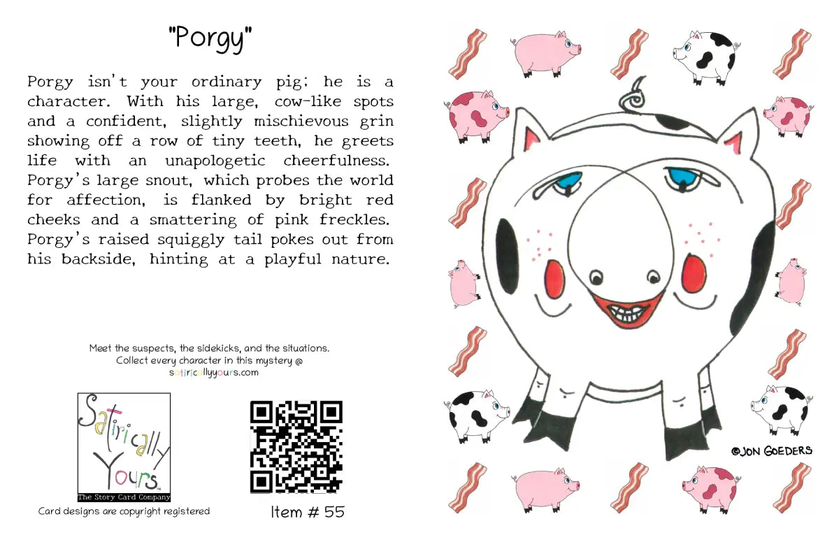 Porgy the Pig - Greeting Card