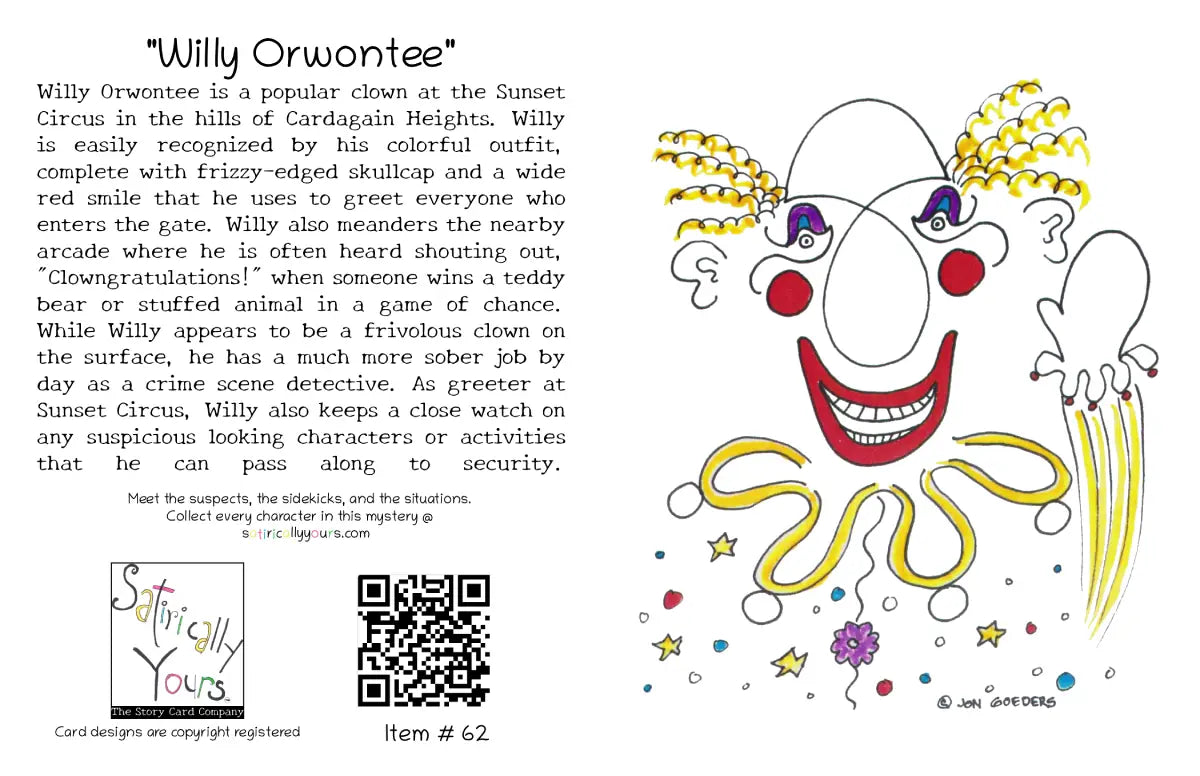Willy Orwontee - Circus Clown - Greeting Card